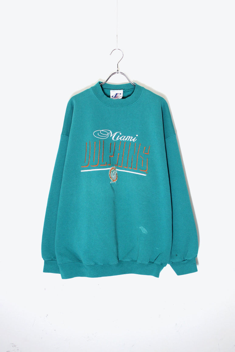 MADE IN USA 90'S NFL MIAMI DOLPHINS SWEAT SHIRT / AQUA GREEN [SIZE: XL USED]