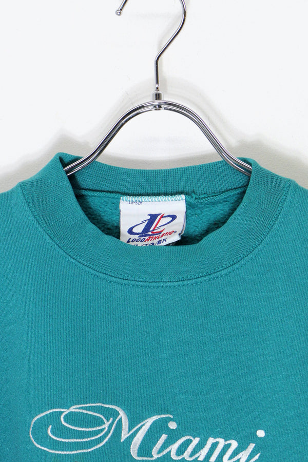 MADE IN USA 90'S NFL MIAMI DOLPHINS SWEAT SHIRT / AQUA GREEN [SIZE: XL USED]