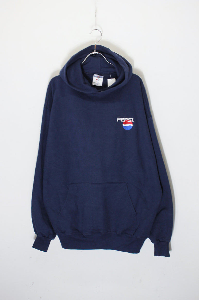 90'S PEPSI ONE POINT SWEAT HOODIE / NAVY [SIZE: XL USED]