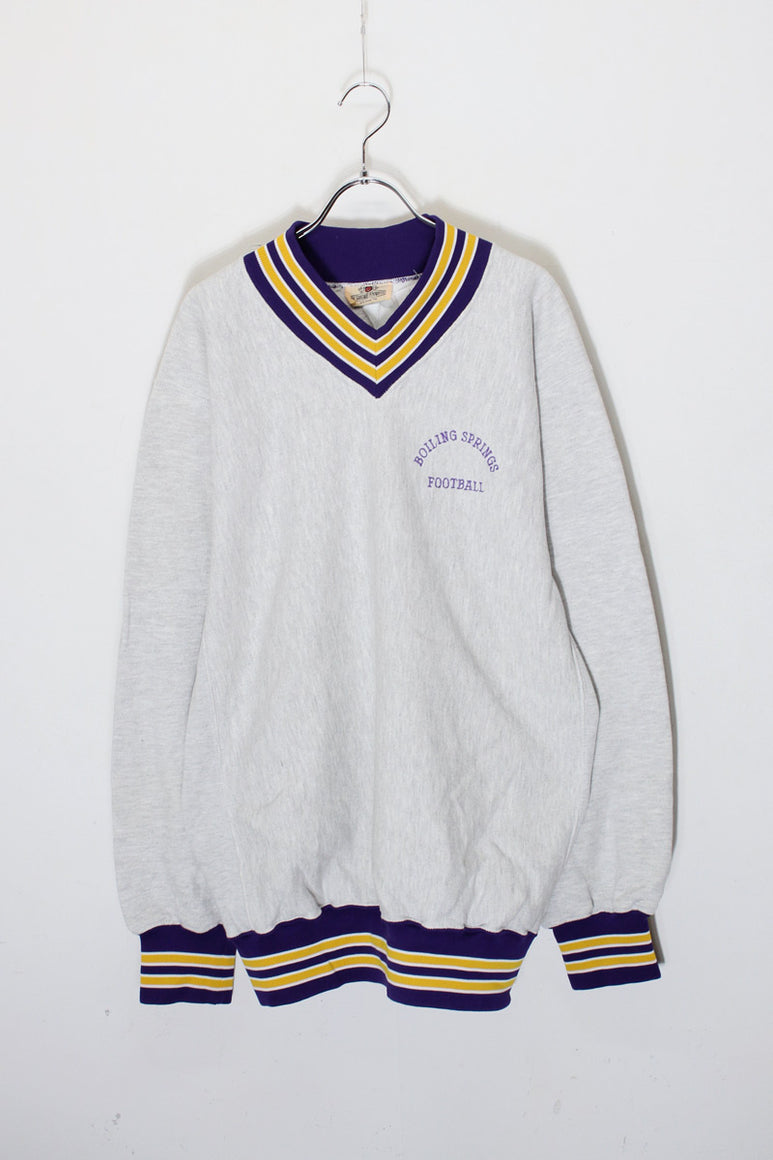 80'S BOILING SPRINGS V-NECK SWEATSHIRT / GRAY/PURPLE [SIZE: 2XL USED]
