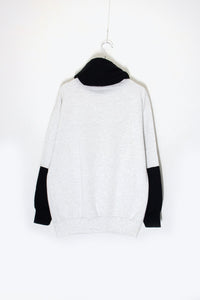 MADE IN USA 96'S TASMANIAN EMBROIDERY SWITCHING SWEAT HOODIE / GREY / BLACK [SIZE: XL USED]