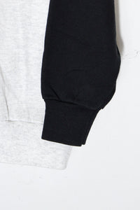 MADE IN USA 96'S TASMANIAN EMBROIDERY SWITCHING SWEAT HOODIE / GREY / BLACK [SIZE: XL USED]