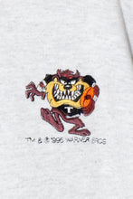 画像をギャラリービューアに読み込む, MADE IN USA 96&#39;S TASMANIAN EMBROIDERY SWITCHING SWEAT HOODIE / GREY / BLACK [SIZE: XL USED]
