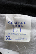 画像をギャラリービューアに読み込む, MADE IN USA 96&#39;S TASMANIAN EMBROIDERY SWITCHING SWEAT HOODIE / GREY / BLACK [SIZE: XL USED]
