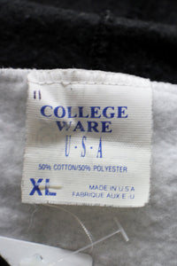 MADE IN USA 96'S TASMANIAN EMBROIDERY SWITCHING SWEAT HOODIE / GREY / BLACK [SIZE: XL USED]