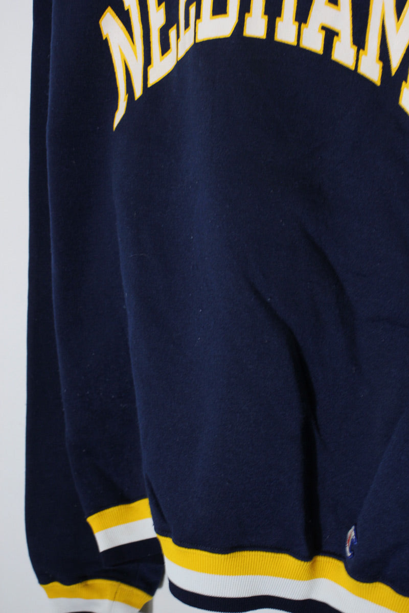 MADE IN USA 90'S NEEDHAM V-NECK SWEATSHIRT / NAVY/YELLOW [SIZE: XL USED]