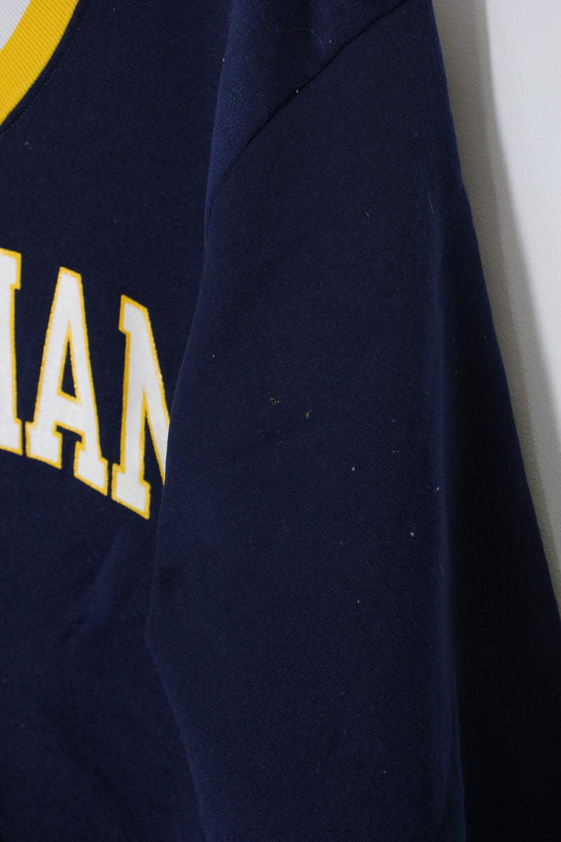 MADE IN USA 90'S NEEDHAM V-NECK SWEATSHIRT / NAVY/YELLOW [SIZE: XL USED]