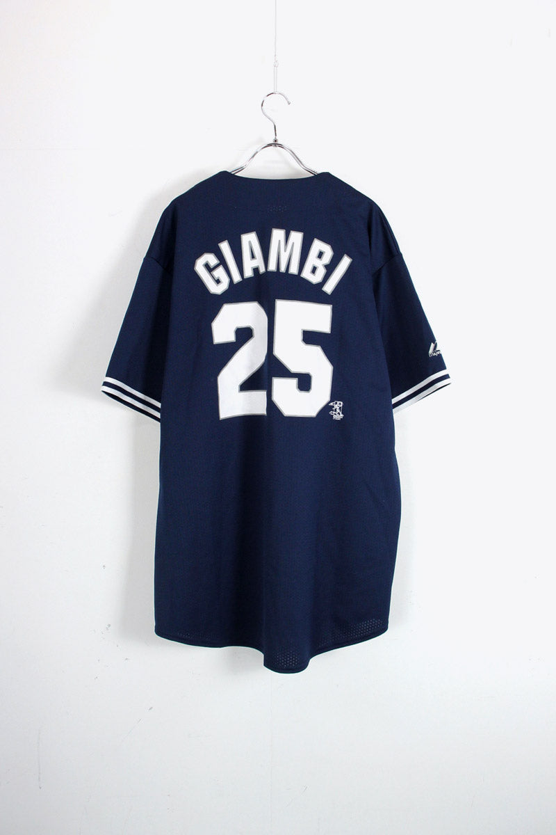 90'S GIAMBI 25 MESH BASEBALL SHIRT / NAVY [SIZE: L USED]