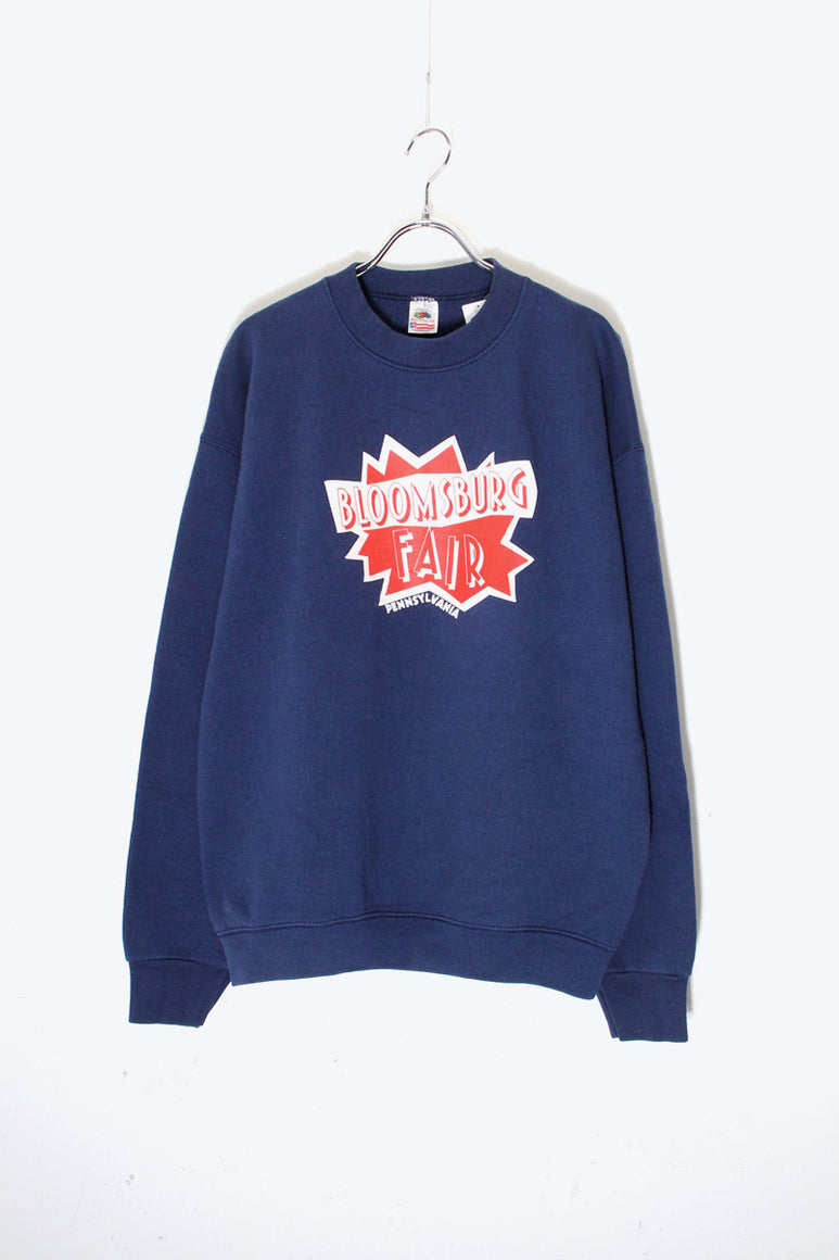 MADE IN USA 90'S BLOOMSBURG PRINT SWEATSHIRT /NAVY [SIZE: XL USED]