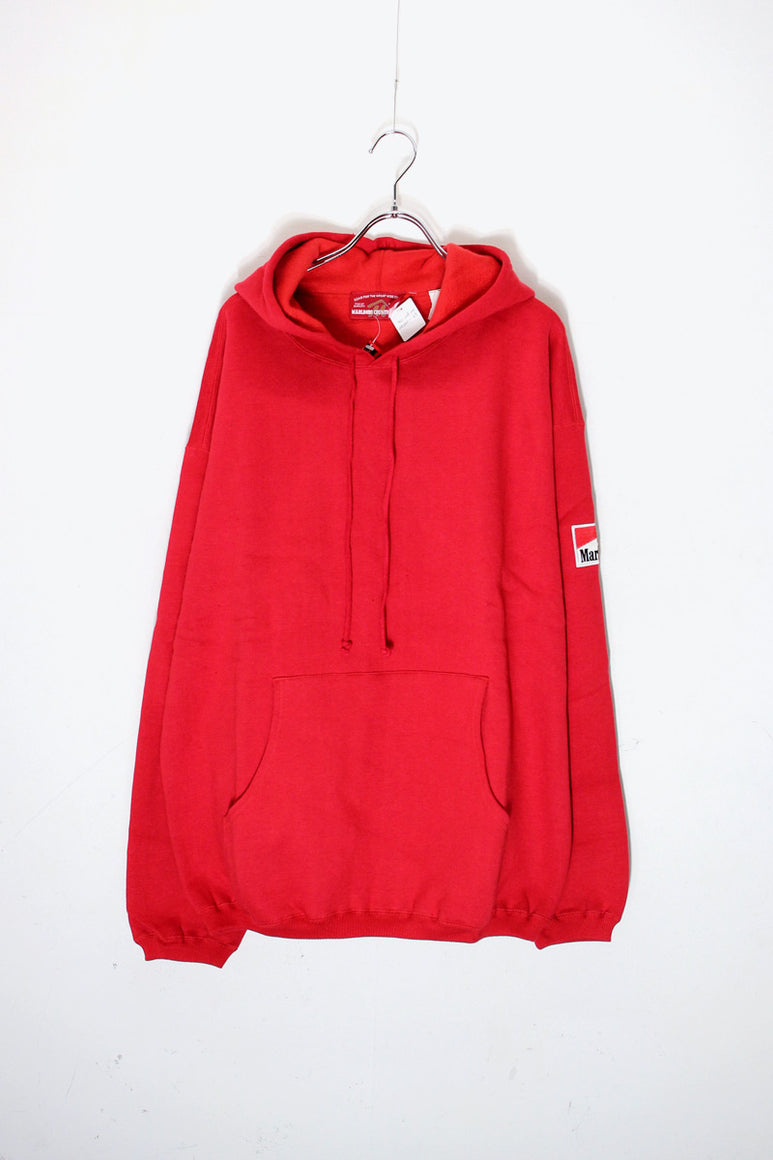 MADE IN USA 90'S PULLOVER ADVERTISING SWEAT HOODIE DEADSTOCK/NOS / RED [SIZE: M USED]