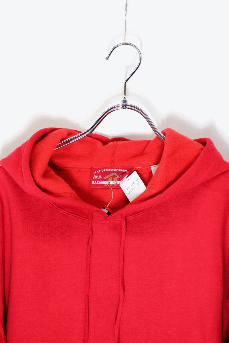 MADE IN USA 90'S PULLOVER ADVERTISING SWEAT HOODIE DEADSTOCK/NOS / RED [SIZE: M USED]