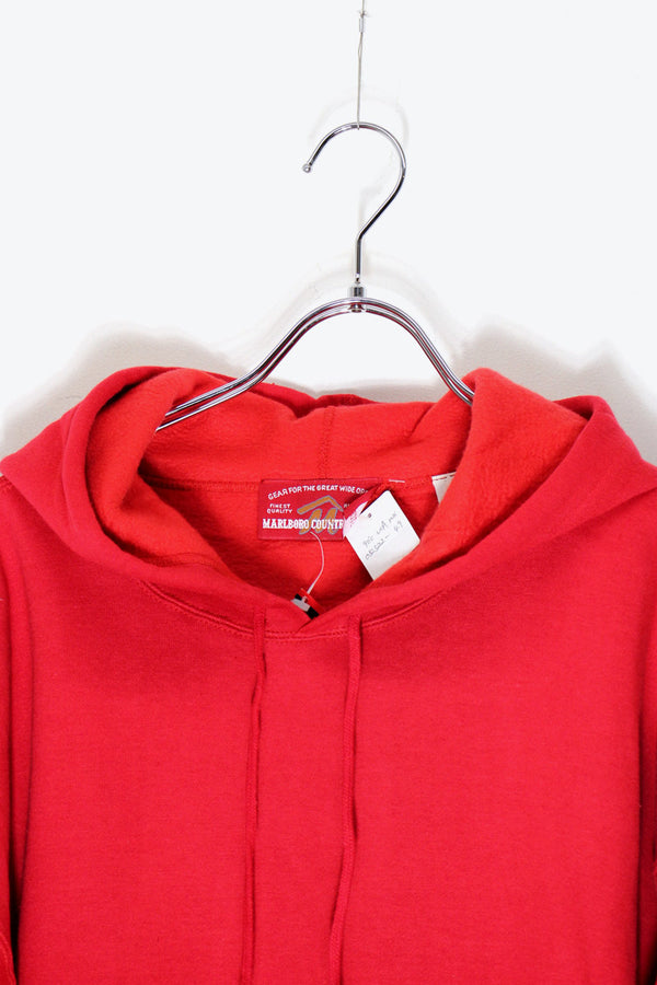 MADE IN USA 90'S PULLOVER ADVERTISING SWEAT HOODIE DEADSTOCK/NOS / RED [SIZE: M USED]