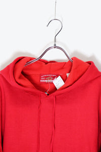 MADE IN USA 90'S PULLOVER ADVERTISING SWEAT HOODIE DEADSTOCK/NOS / RED [SIZE: M USED]