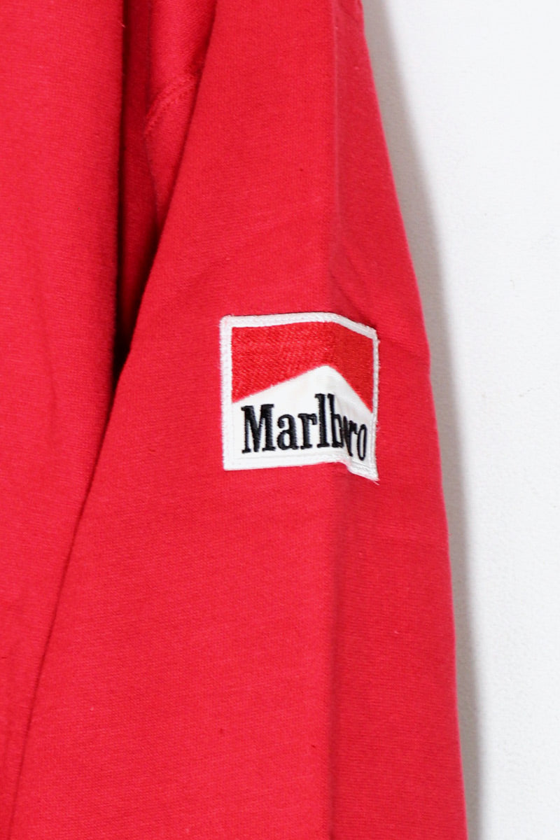 MADE IN USA 90'S PULLOVER ADVERTISING SWEAT HOODIE DEADSTOCK/NOS / RED [SIZE: M USED]