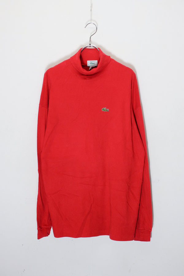 90'S L/S ONE POINT TURTLE-NECK T-SHIRT / RED [SIZE: L USED]