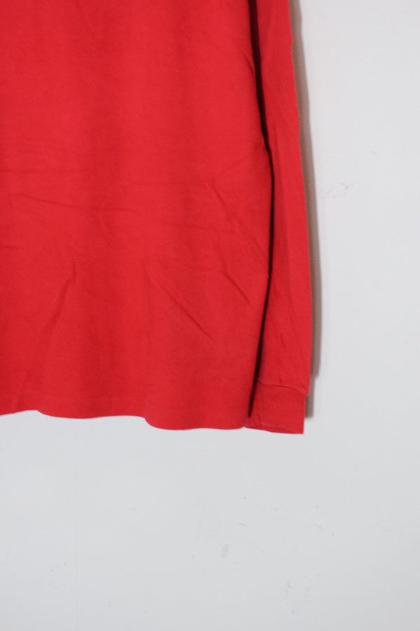 90'S L/S ONE POINT TURTLE-NECK T-SHIRT / RED [SIZE: L USED]