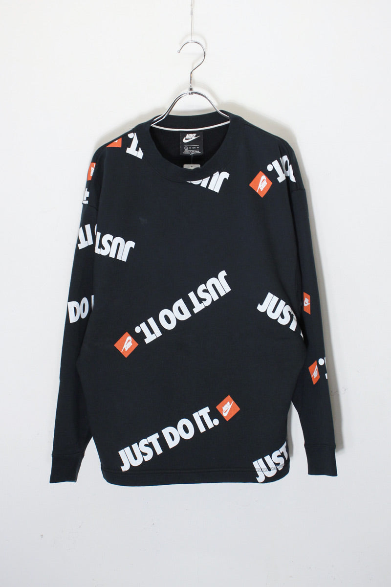 JUST DO IT. PRINT SWEAT SHIRT / BLACK/WHITE/ORANGE [SIZE: XS USED]