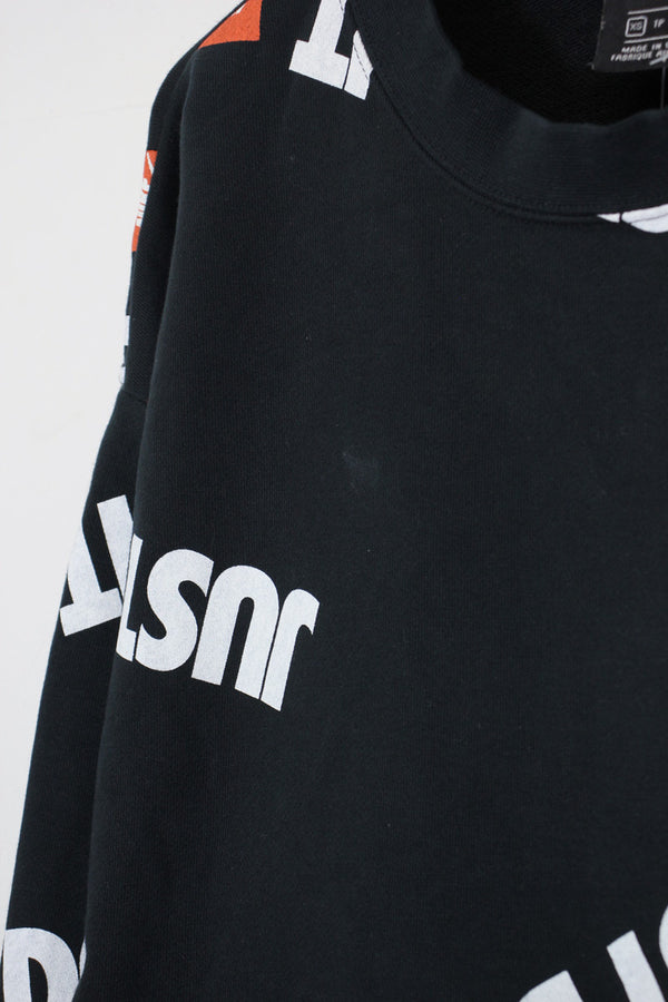 JUST DO IT. PRINT SWEAT SHIRT / BLACK/WHITE/ORANGE [SIZE: XS USED]