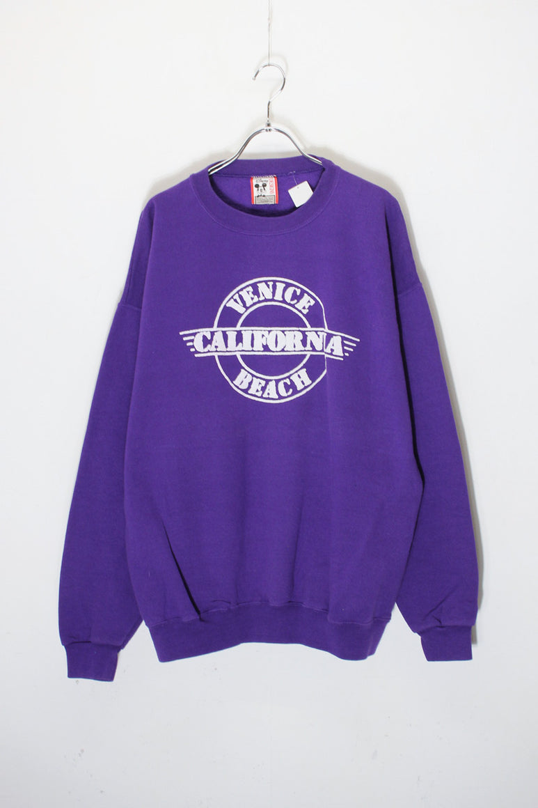 MADE IN USA VENICE BEACH PRINT SWEAT SHIRT / PURPLE [SIZE: XL USED]