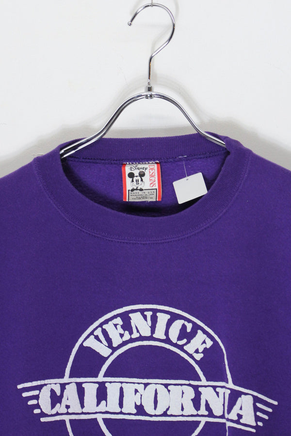 MADE IN USA VENICE BEACH PRINT SWEAT SHIRT / PURPLE [SIZE: XL USED]