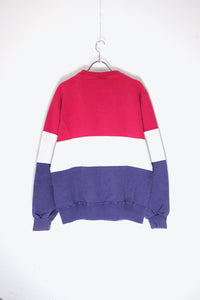 MADE IN USA 90'S SWITCH PATTERN SWEATSHIRT / RED/GRAY/NAVY [SIZE: L USED]