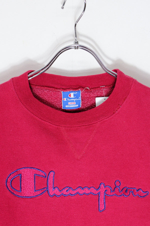 MADE IN USA 90'S SWITCH PATTERN SWEATSHIRT / RED/GRAY/NAVY [SIZE: L USED]
