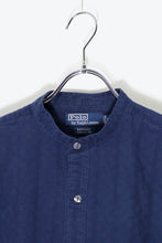 画像をギャラリービューアに読み込む, 90&#39;S L/S STAND COLLAR STRIPE SHIRT / NAVY / STRIPE [SIZE: M USED]
