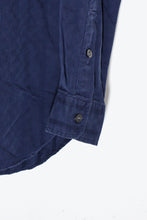 画像をギャラリービューアに読み込む, 90&#39;S L/S STAND COLLAR STRIPE SHIRT / NAVY / STRIPE [SIZE: M USED]
