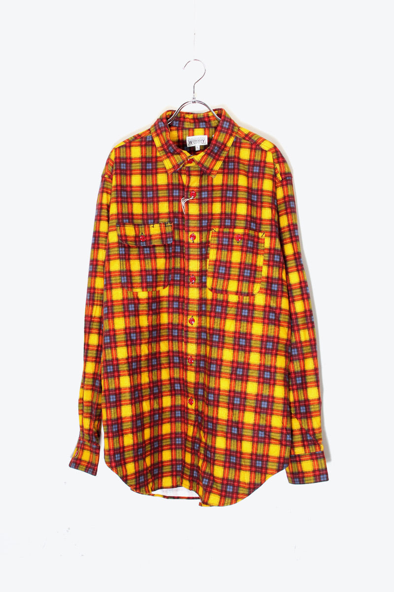 L/S WORK ADAY FLANNEL CHECK SHIRT DEADSTOCK/NOS / RED / YELLOW [SIZE: L DEADSTOCK/NOS]