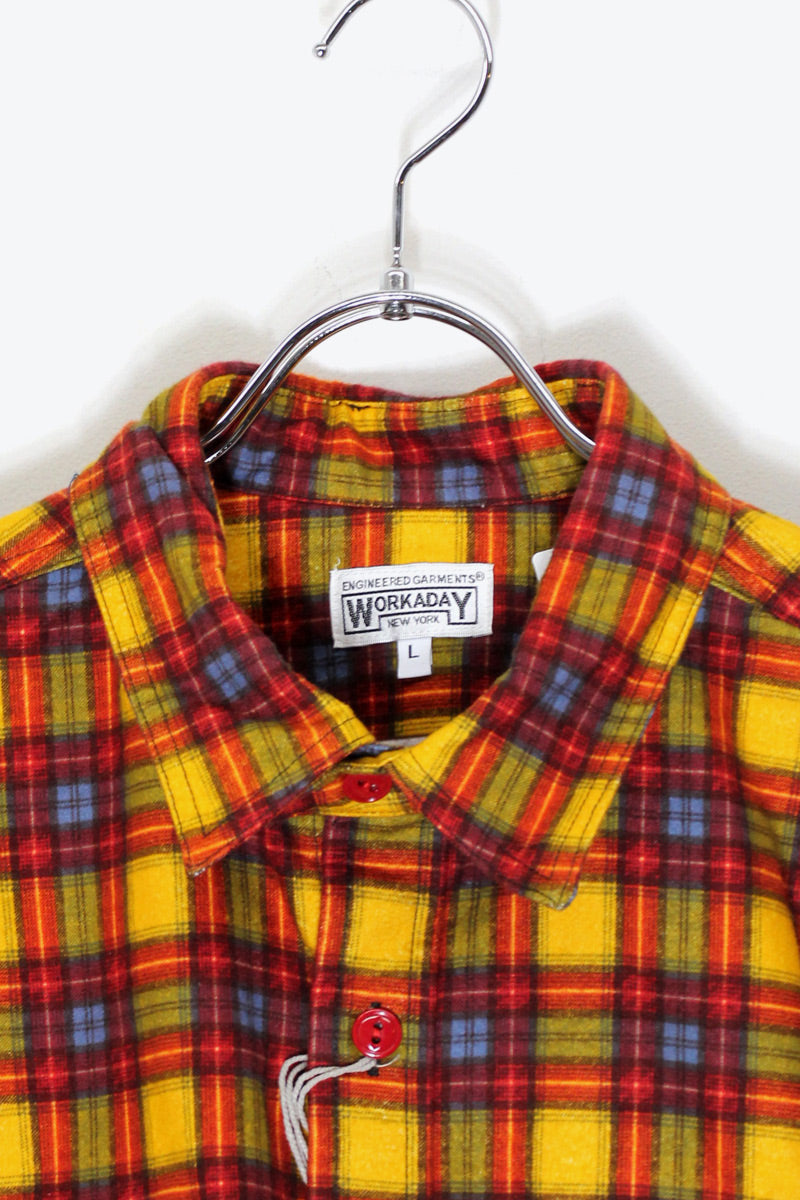 L/S WORK ADAY FLANNEL CHECK SHIRT DEADSTOCK/NOS / RED / YELLOW [SIZE: L DEADSTOCK/NOS]