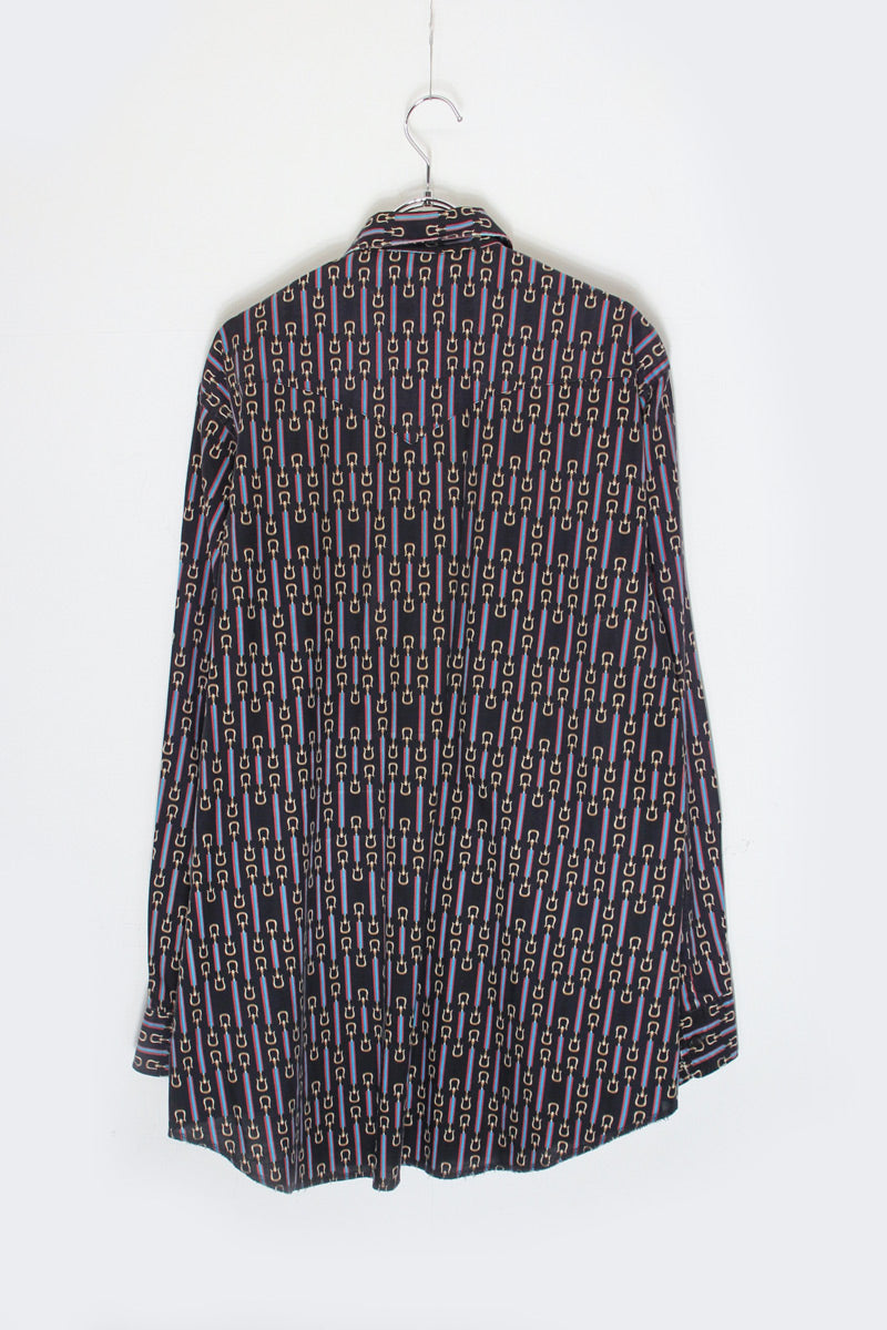 90'S L/S PATTERN SHIRT / BLACK/MULTI [SIZE: XL USED]