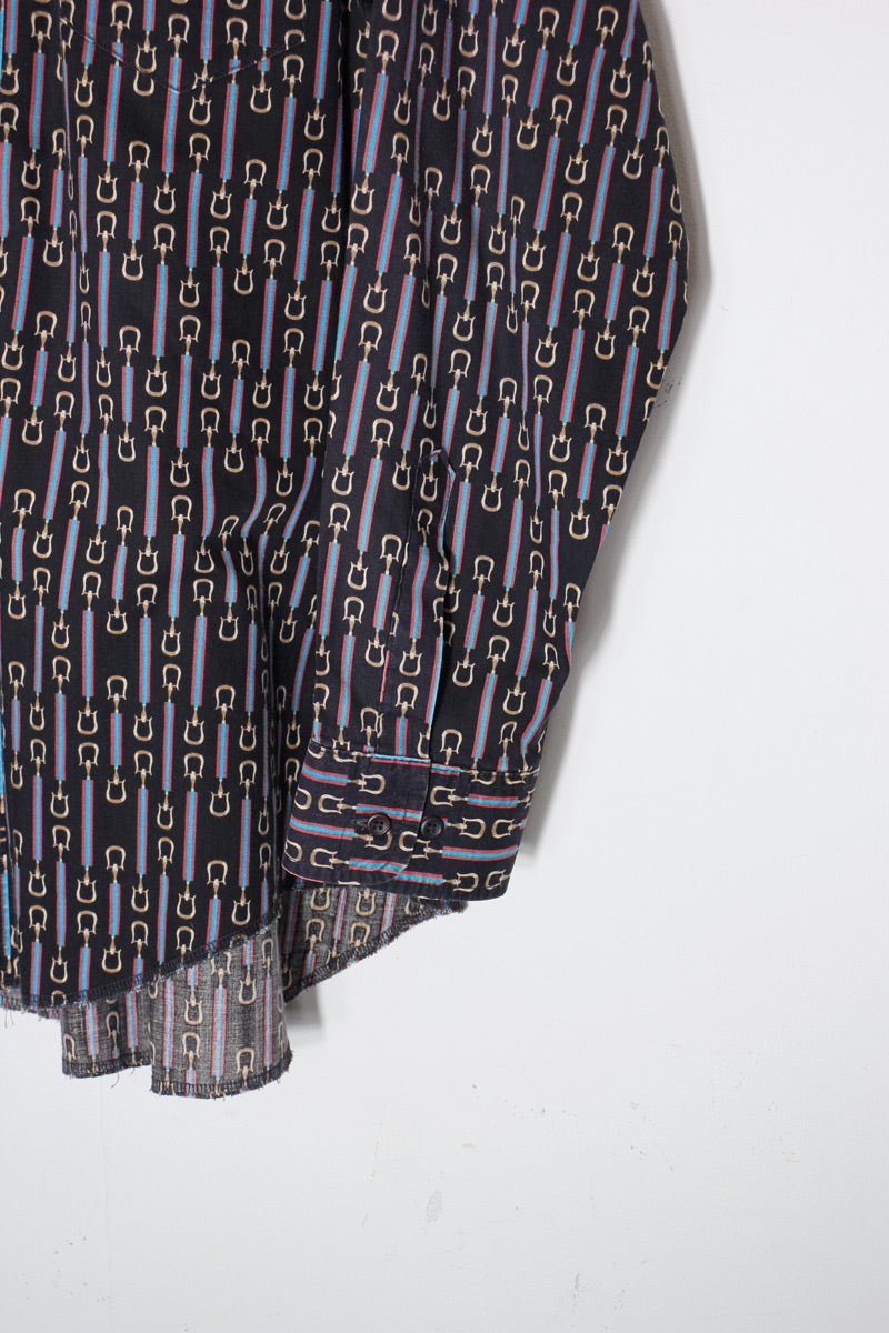 90'S L/S PATTERN SHIRT / BLACK/MULTI [SIZE: XL USED]