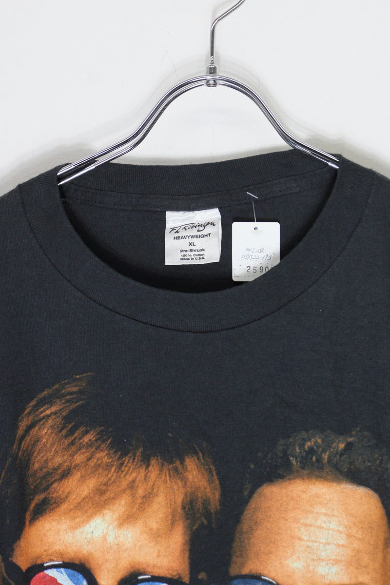 MADE IN USA 94'S S/S ELTON JOHN TOUR BAND PRINT T-SHIRT / BLACK [SIZE: XL USED]