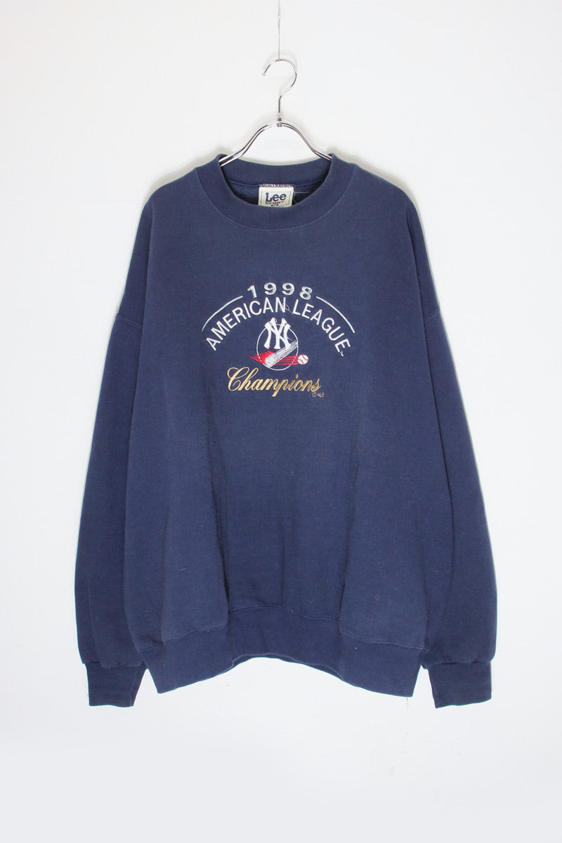 98'S MLB NY YANKEES EMBROIDERY SWEATSHIRT / NAVY [SIZE: XL USED]