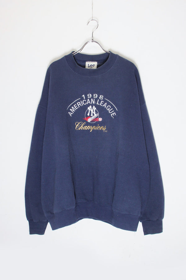 98'S MLB NY YANKEES EMBROIDERY SWEATSHIRT / NAVY [SIZE: XL USED]