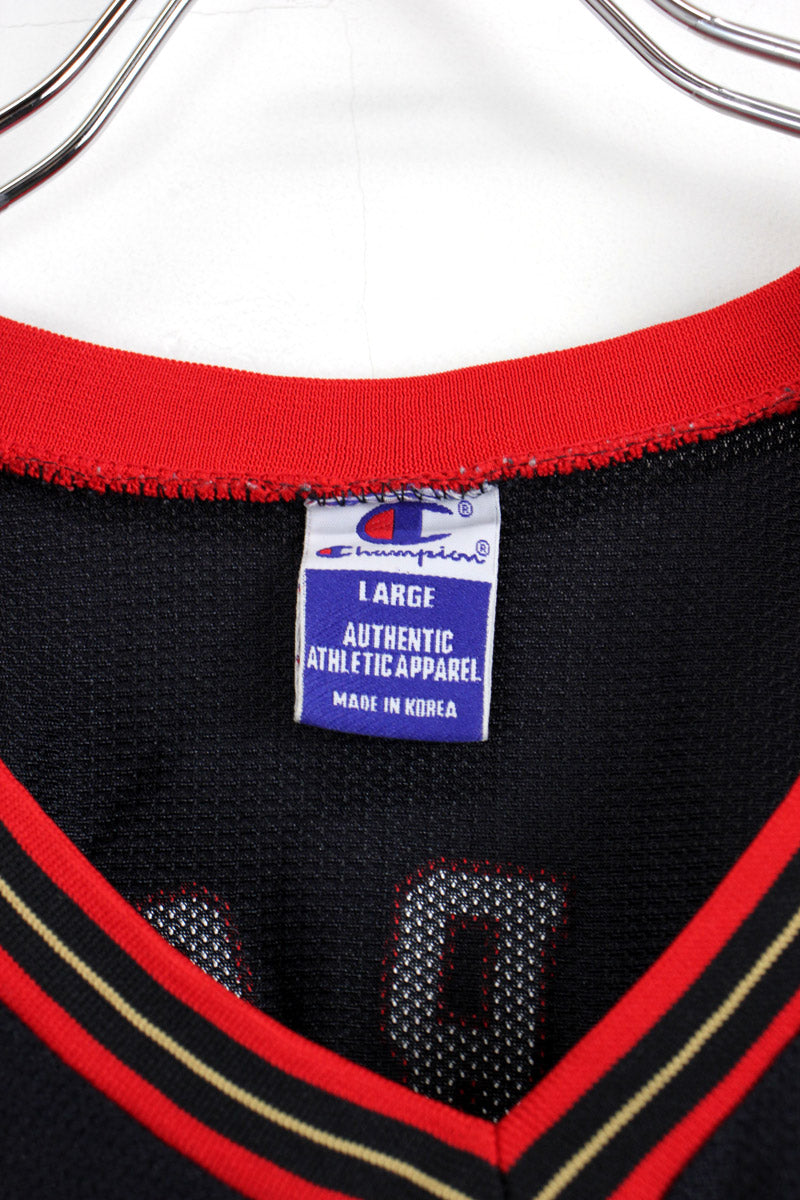 SIXERS IVERSON 3 SLEEVELESS GAME SHIRT / BLACK / RED [SIZE: L USED]
