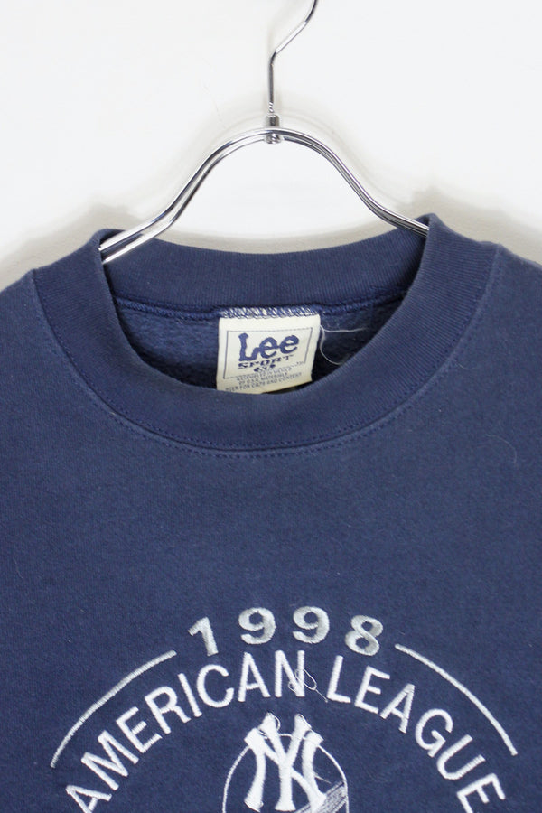 98'S MLB NY YANKEES EMBROIDERY SWEATSHIRT / NAVY [SIZE: XL USED]