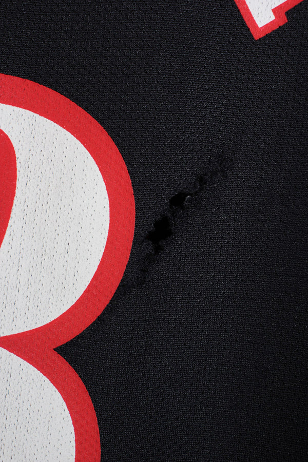 SIXERS IVERSON 3 SLEEVELESS GAME SHIRT / BLACK / RED [SIZE: L USED]