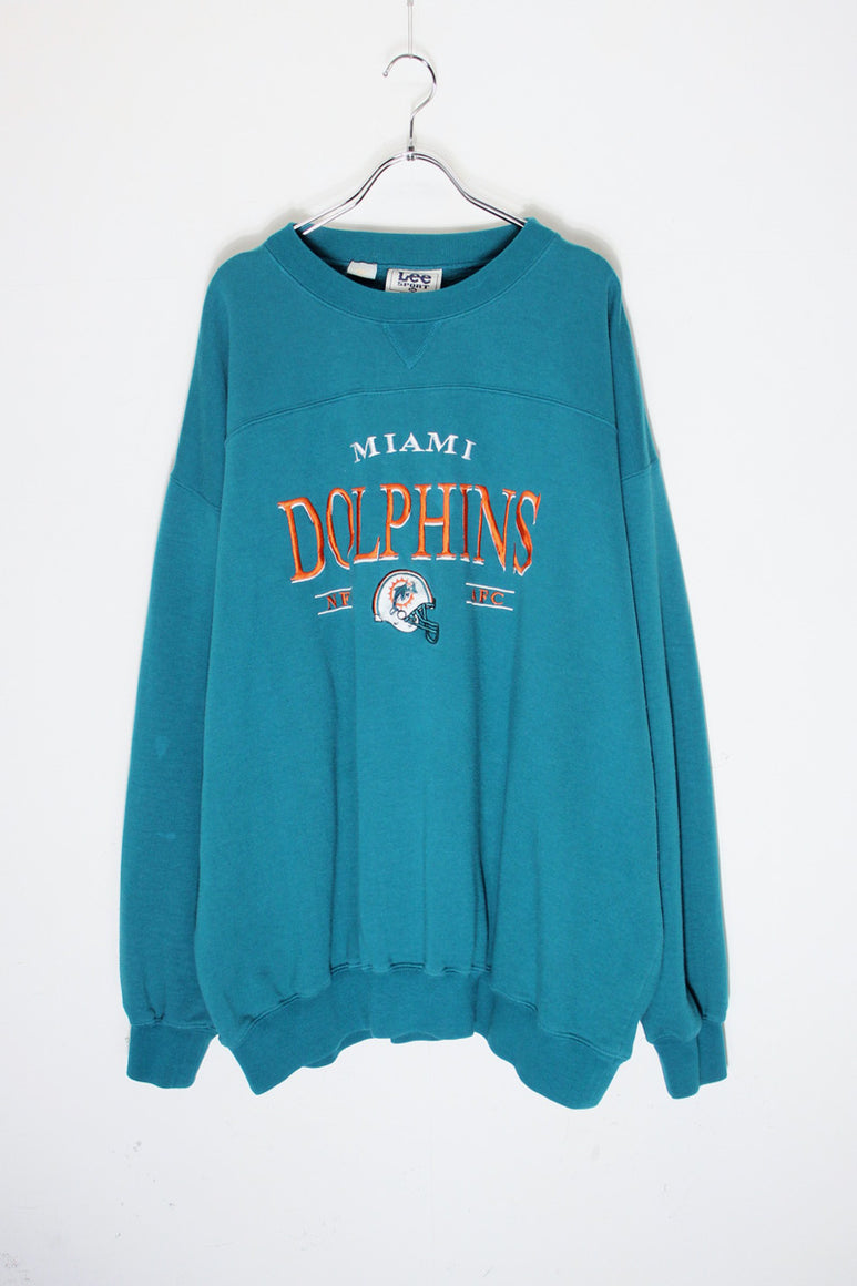 90'S NFL MIAMI DOLPHINS EMBROIDERY SWEATSHIRT / EMERALD GREEN [SIZE: XXL USED]