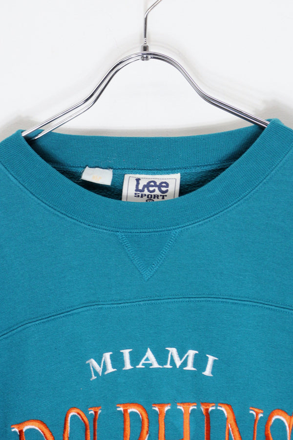 90'S NFL MIAMI DOLPHINS EMBROIDERY SWEATSHIRT / EMERALD GREEN [SIZE: XXL USED]