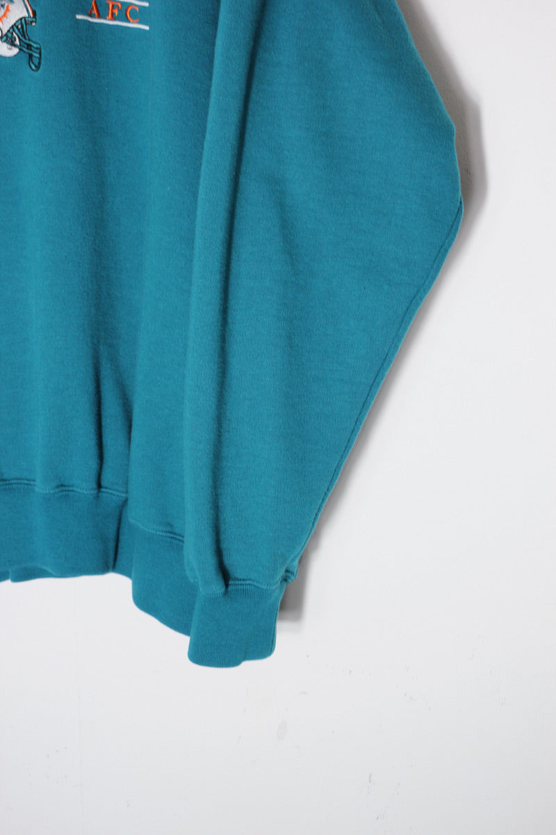 90'S NFL MIAMI DOLPHINS EMBROIDERY SWEATSHIRT / EMERALD GREEN [SIZE: XXL USED]