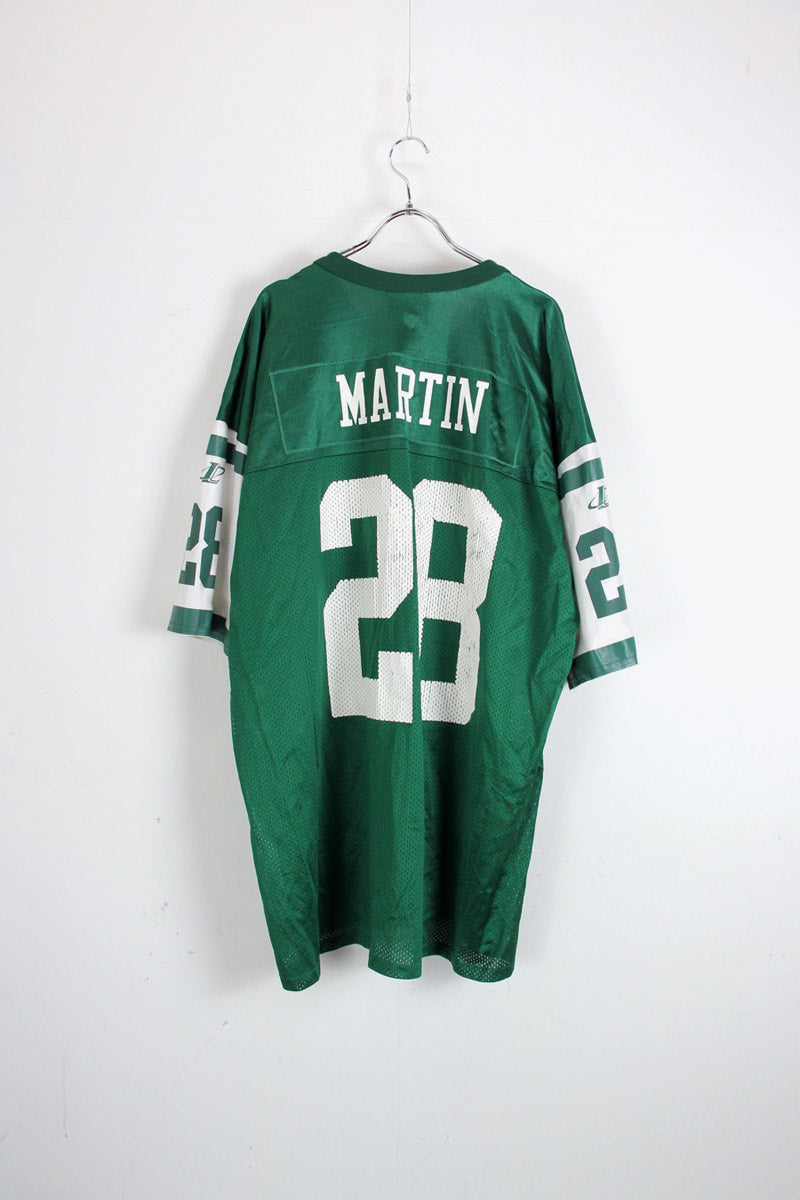 90'S MARTIN 28 NY JETS GAME SHIRT / GREEN [SIZE: XXL USED]