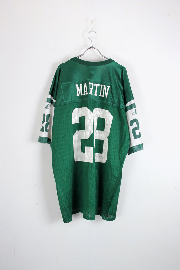90'S MARTIN 28 NY JETS GAME SHIRT / GREEN [SIZE: XXL USED]