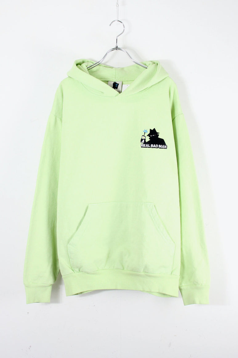 MADE IN USA REAL BAD MAN SWEAT HOODIE / NEON GREEN [SIZE: M USED]