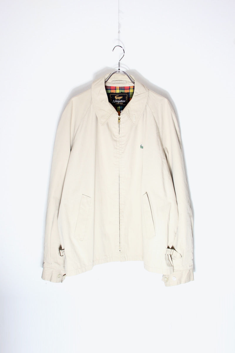 90s ONE POINT COTTON ZIP JACKET / BEIGE [SIZE: M USED]