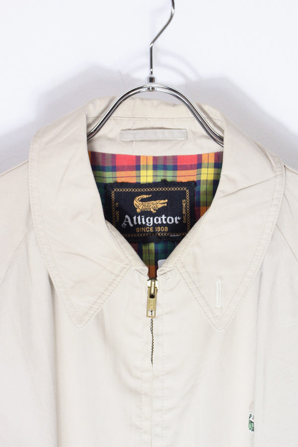 90s ONE POINT COTTON ZIP JACKET / BEIGE [SIZE: M USED]