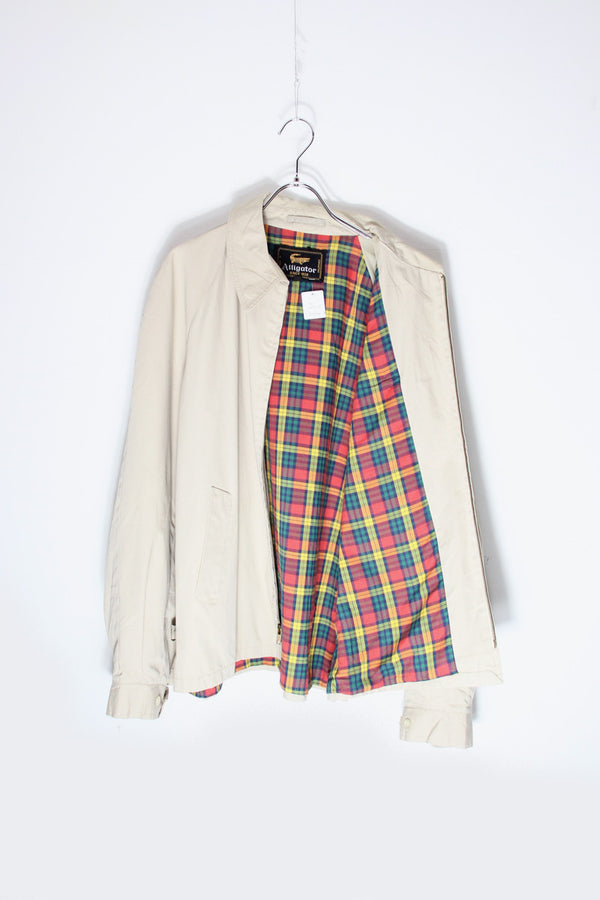 90s ONE POINT COTTON ZIP JACKET / BEIGE [SIZE: M USED]
