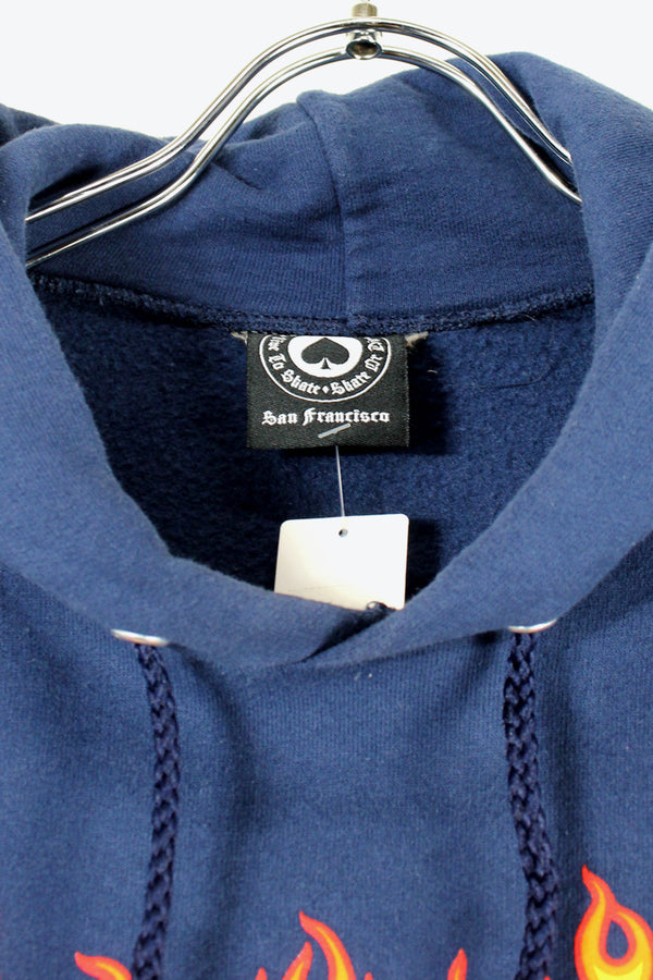 LOGO HOODIE SWEAT SHIRT / NAVY [SIZE: M USED] [US Design]