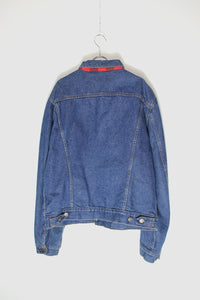 MADE IN USA 90'S 71411-0816 DENIM JACKET W/COTTON CHECK LINER / INDIGO [SIZE: M相当 USED]