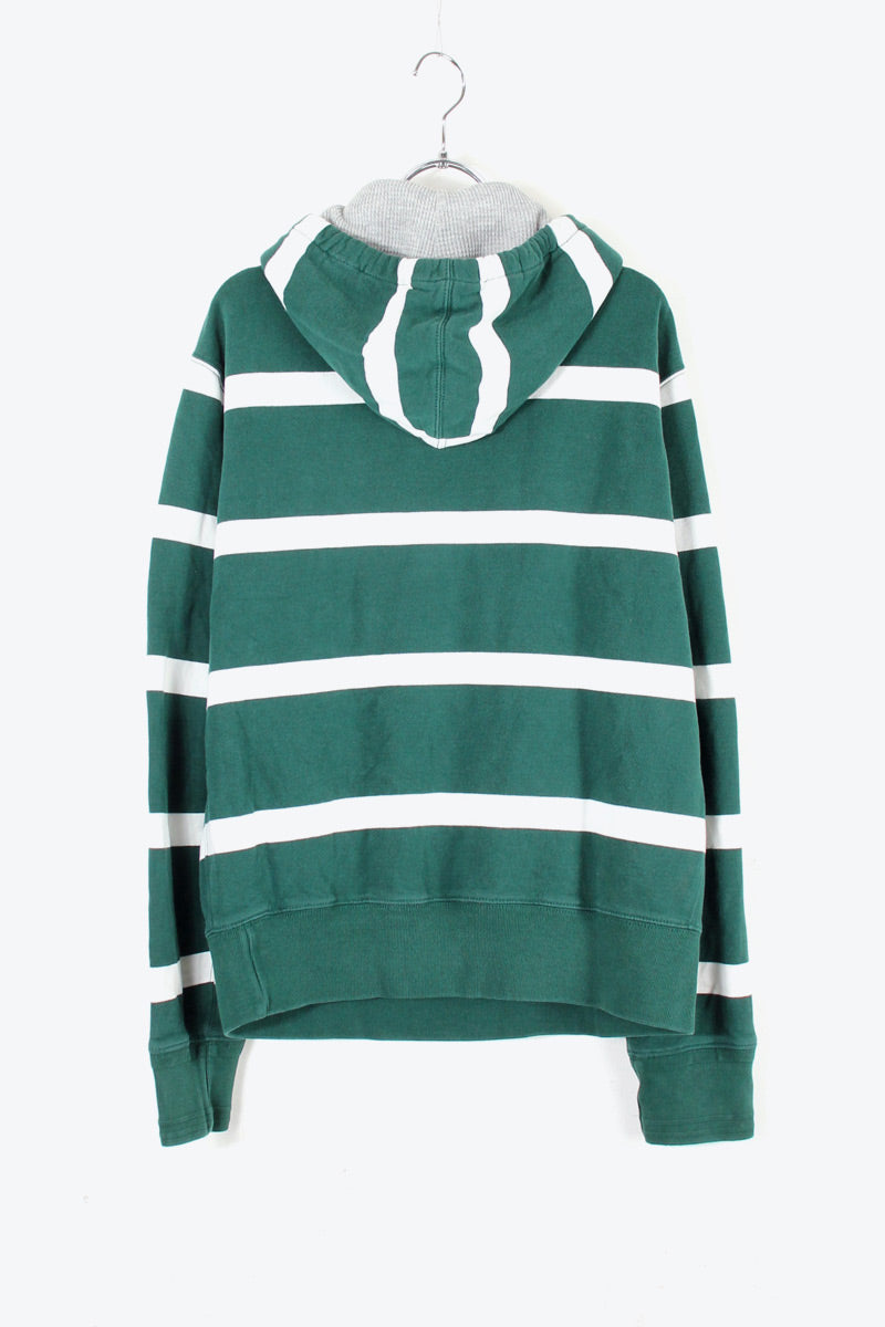 90'S HOODIE BORDER SWEATSHIRT / WHITE / GREEN [SIZE: M USED]
